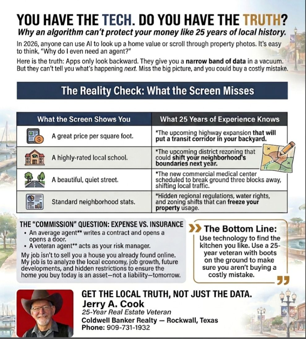 Jerry A. Cook, 25-year real estate veteran, Coldwell Banker Realty Rockwall — local truth, not just the data
